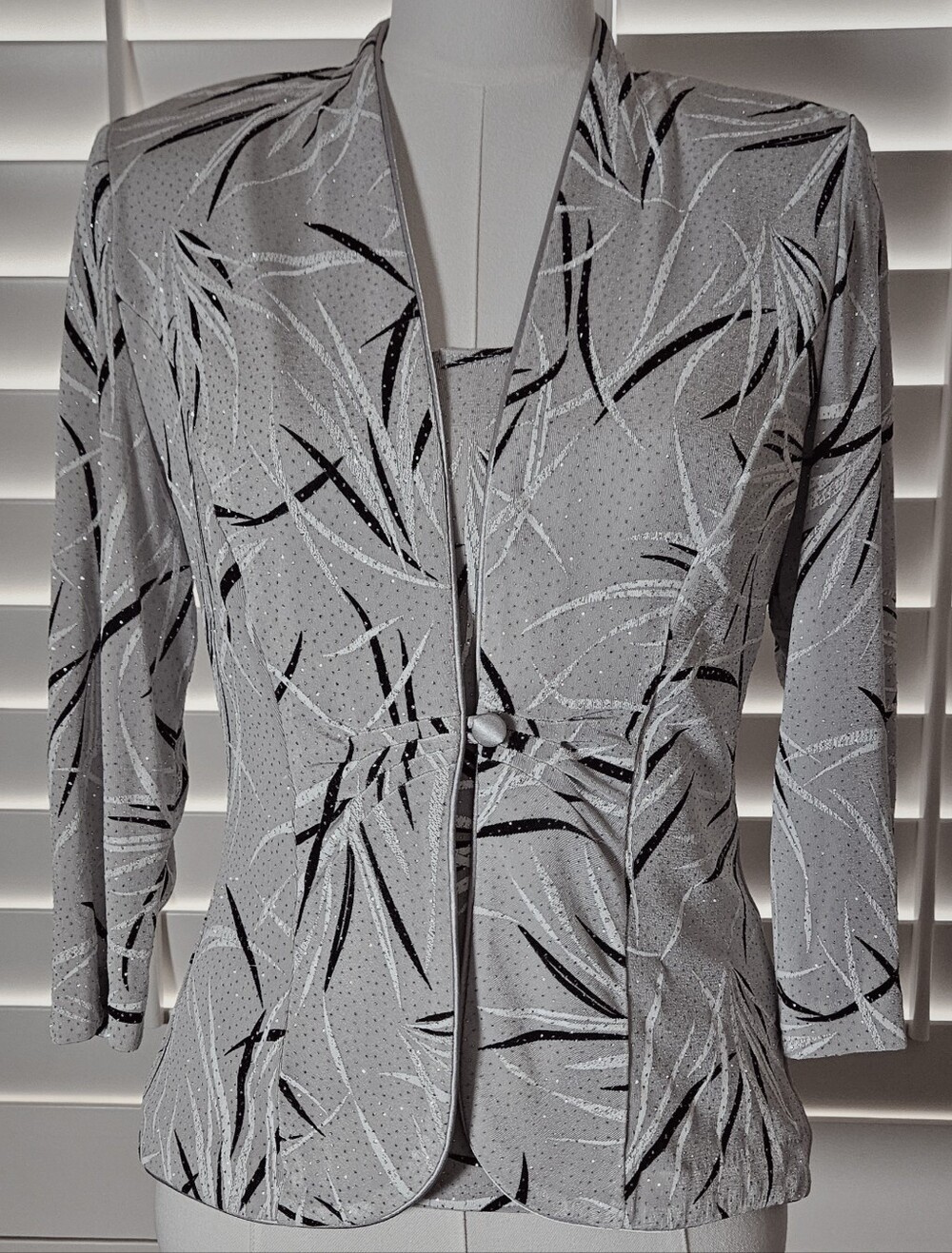 VGT 1990'S ONYX NITE GLITTER ABSTRACK BLAZER & CAMI TANK TOP SET (S)